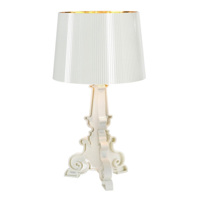 Designer bordslampa med stativ tolkad i vit bourgie lampa