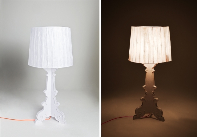 Lampbordslampa modernt papper-Kartell Laviani-Bourgie vit-Piero Lissoni