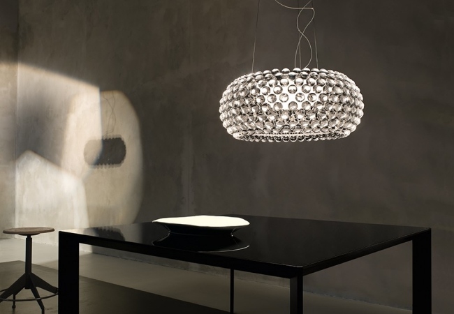 Caboche Foscarini hängande lampa-vit satinerad lampskärmdesign