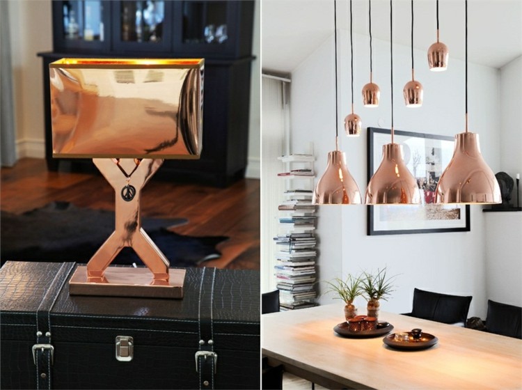 Hänglampa bordslampa koppartoner modern belysning