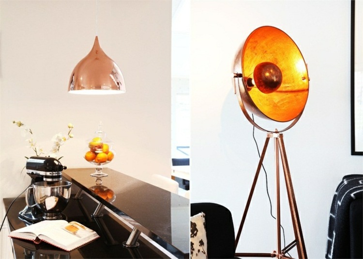 Kopparlampa, hängande lampa, golvlampa modern design