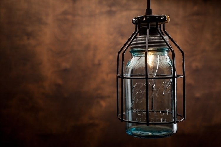 Tinker lampskärm-konserveringsburk-glas-lampa-tråd-industriell design