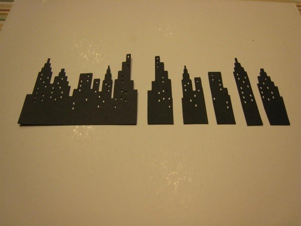 stad silhuett svart papper skyskrapa