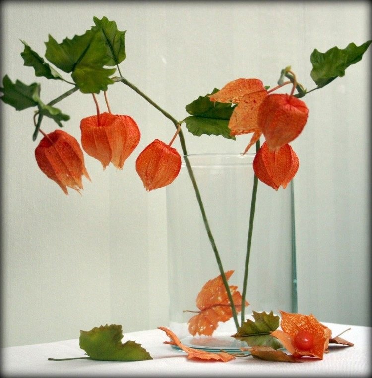 lampion-blomma-physalis-höst-dekoration-glas-vas-grenar