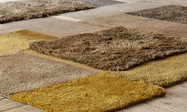 lång-hög-shaggy-mattor-lapptäcke-gul-beige-brun-design