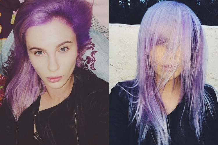 långa frisyrer-2015-färg-violett-blond-modern-rock-läder-jacka-mode