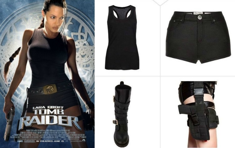 Lara Croft kostym-gör-det-själv-svart-tillbehör-set