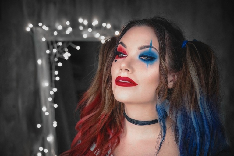 Harley Quinn smink instruktioner karneval kostym kvinnor