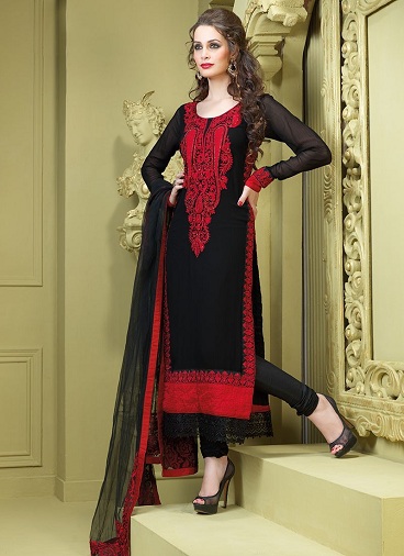 Μαύρο και κόκκινο κοστούμι Salwar