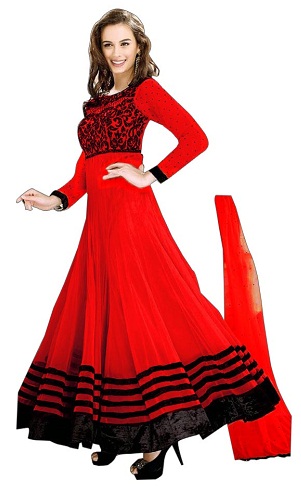 Ethnic Red Net Κοστούμι Salwar