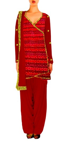 Punainen Angrakha Salwar -puku