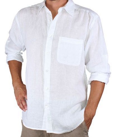 Απλό λευκό λινό πουκάμισο