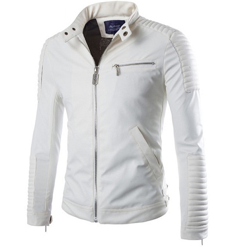 Ανδρικό μπουφάν Parklees White Leather Jacket