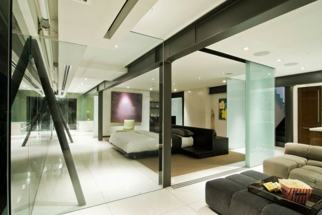 Design loft lägenhet interiör svart träram