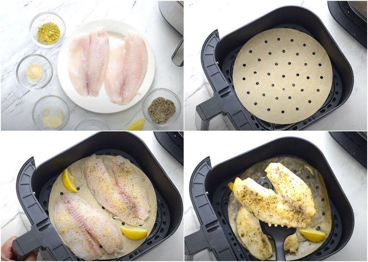 Ånga fiskfilén i en varmluftsfrityr