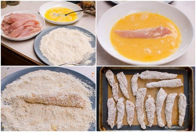 Bröd kycklingpinnarna i ägg och torkad kokos