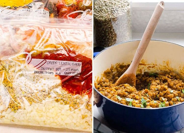 Curryrätter för frysning av linscurryingredienser