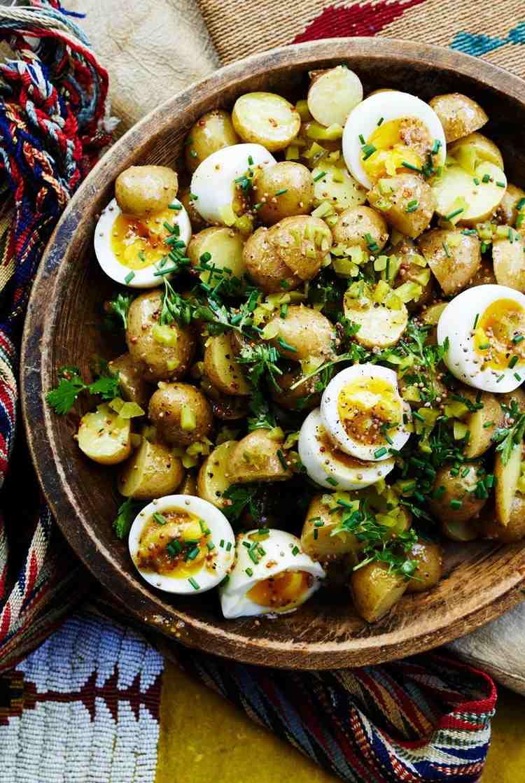 Recept med potatis sallad baby potatis ägg senap vinaigrette