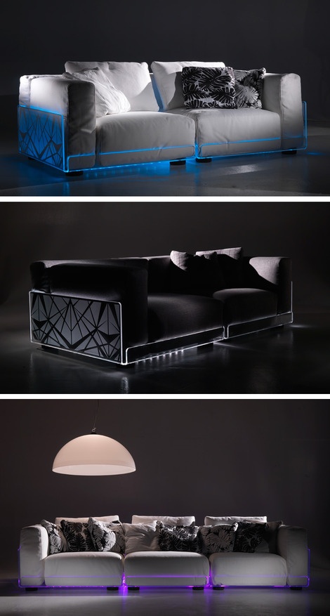 LED -belyst soffa från Colico - färger