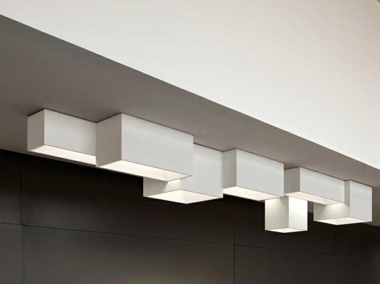 Led taklampor rektangulära-box-form-vit-svart-väggbeklädnad-LINK-vibia