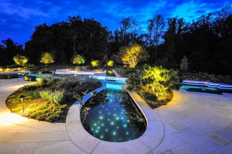 LED trädgård belysning-pool-trädgård-idéer-terrass