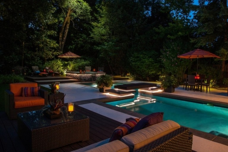 Led trädgård belysning terrass pool bro