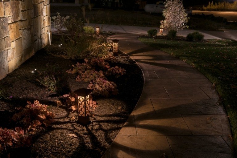 LED trädgård belysning-lykta-metall-trädgård lampa-trädgård väg