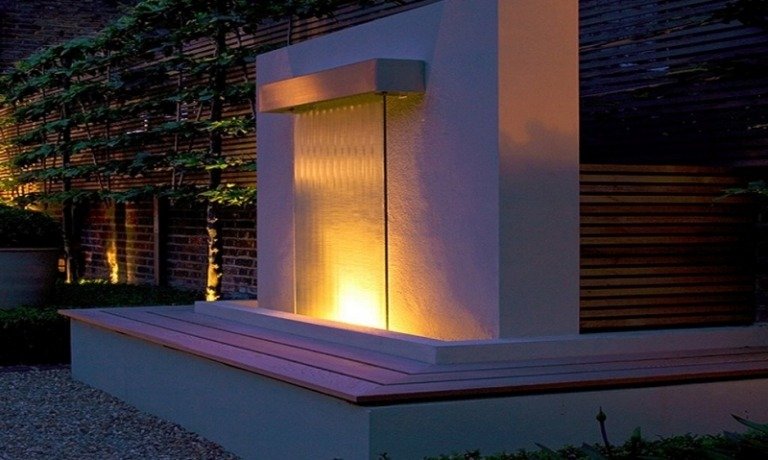 LED trädgård belysning-moderna-vatten funktioner-trädgård fontäner