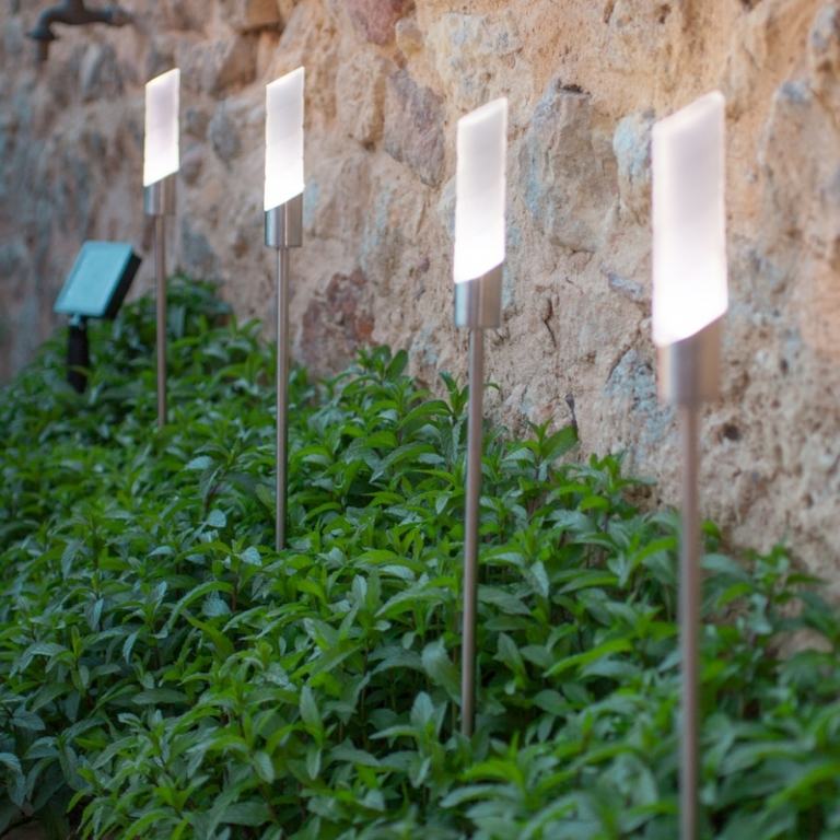 LED trädgårdsbelysning stenväggset rostfritt stål