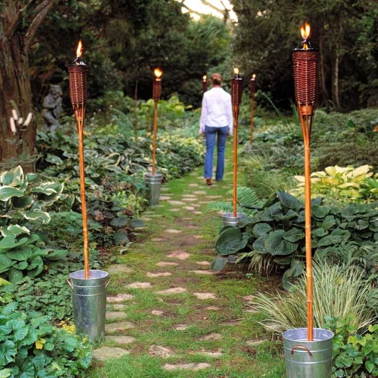 LED trädgård belysning-trädgård fackla-idéer-exotiska