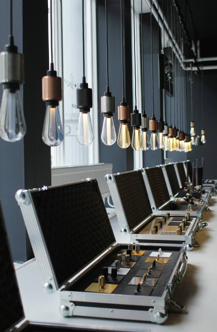 belysning interiör idé ledde glödlampor lampa industriell