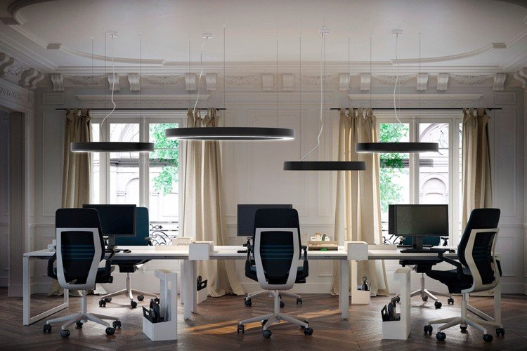 led-ring-lampor-design-kontor-vit-beige-parkettgolv