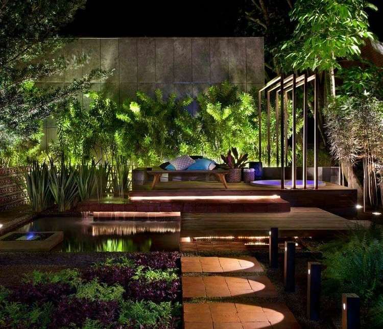 LED-dammbelysning solar-modern-trädgård-svag-belysning-trädgårdsstig