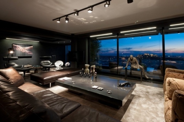 lyxig lägenhet studio omerta athens vardagsrum panoramafönster
