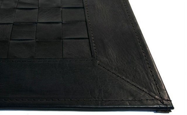 naturtex textilprodukter läderimiterat läderformat matta svart-asp