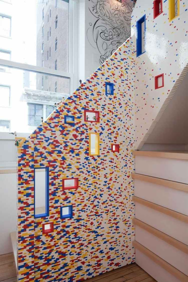 lego hantverk idéer räcke-design-färgglada-vita-barnrum