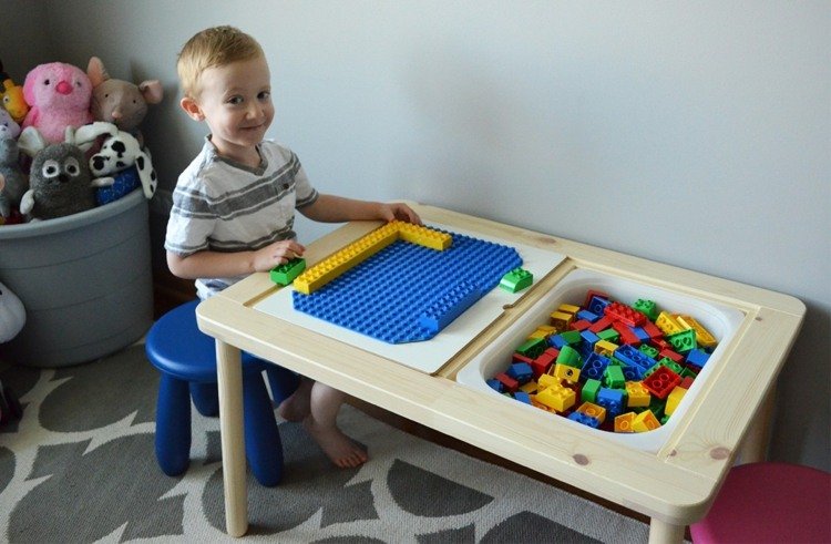 lego bord barnrum lekbord trä byggstenar