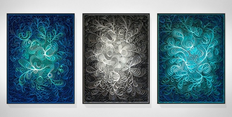 tavlor ombre effekt havsfärger exotiska turkosblå grå