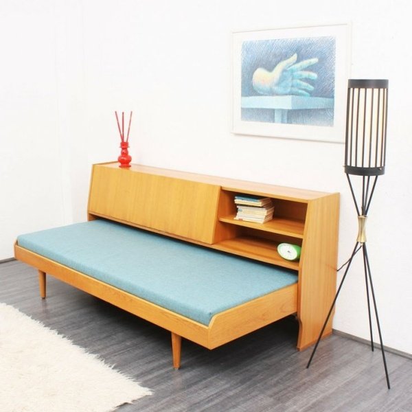 retro utdragbar soffa läsmöbler golvlampa levande idéer