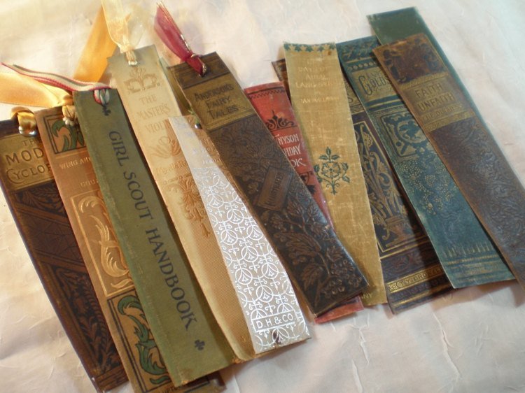 bokmärken tinker bok ryggrad idé vintage stil återvinna
