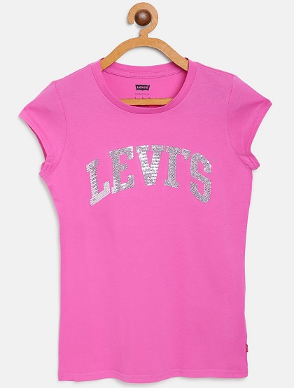 Ροζ Levis T -shirt για παιδικά κορίτσια