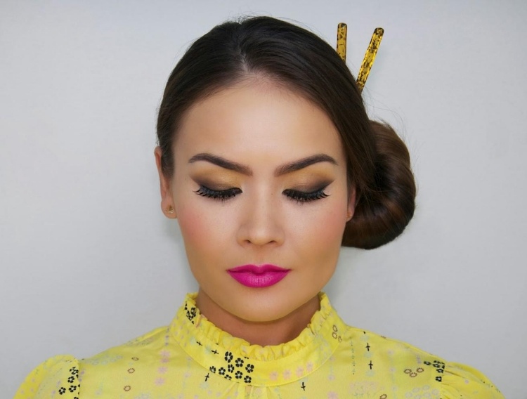 asiatisk-ögon-smink-gul-brun