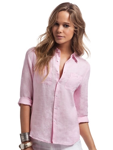 Γυναικείο πουκάμισο με λινό κουμπί