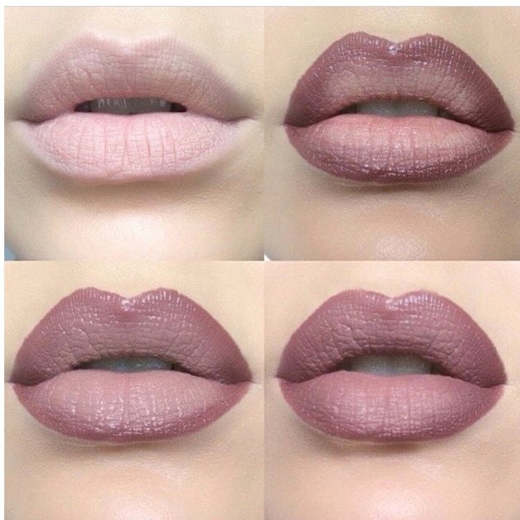 Mauve naken make up för fulla läppar