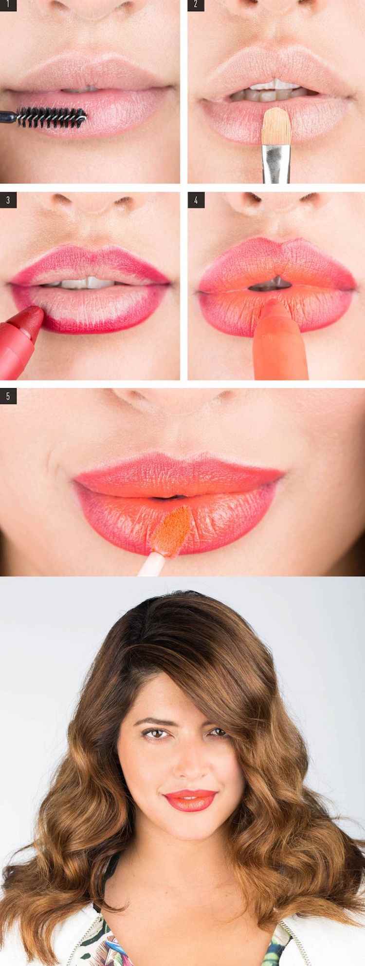 Ombre läppar smink rosa orange sommarlook
