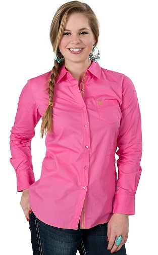 Κομψά ροζ μακρυμάνικα πουκάμισα για γυναίκα