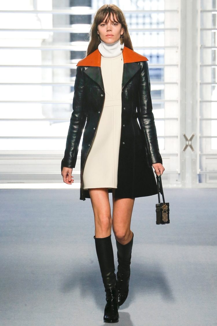 Louis Vuitton höst 2014 läderrock A Line miniklänning