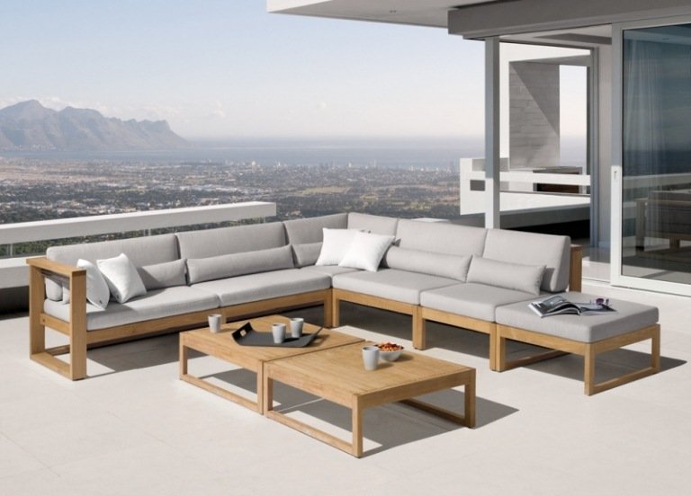 Lounge-trädgårdsmöbler-moderna-modulära-soffa-trädgård bord