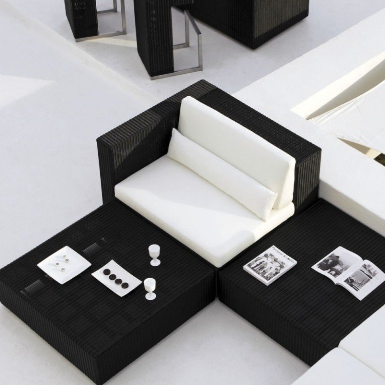 Lounge-trädgård-möbler-svart-färg-fåtölj
