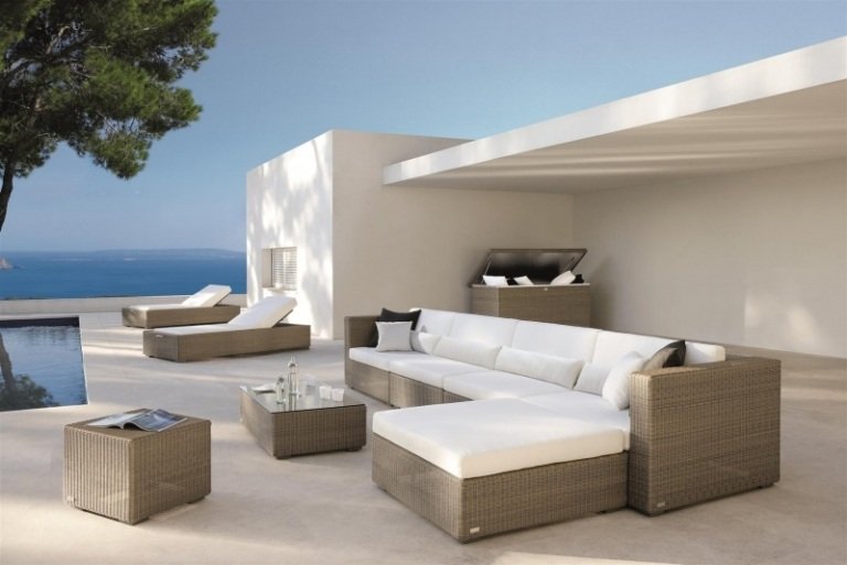 Lounge trädgårdsmöbler-hörnsoffa-nedre soffbord